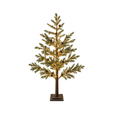 Albero luminoso verde Garden Team con pigne decorative, rami effetto naturale, LED bianco caldo e base quadrata