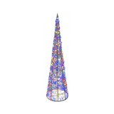 Cono natalizio luminoso Garden Team da 70 cm, con struttura metallica intrecciata e micro LED multicolore.