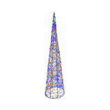 Cono natalizio luminoso Garden Team da 90 cm, con struttura metallica conica e micro LED multicolore.