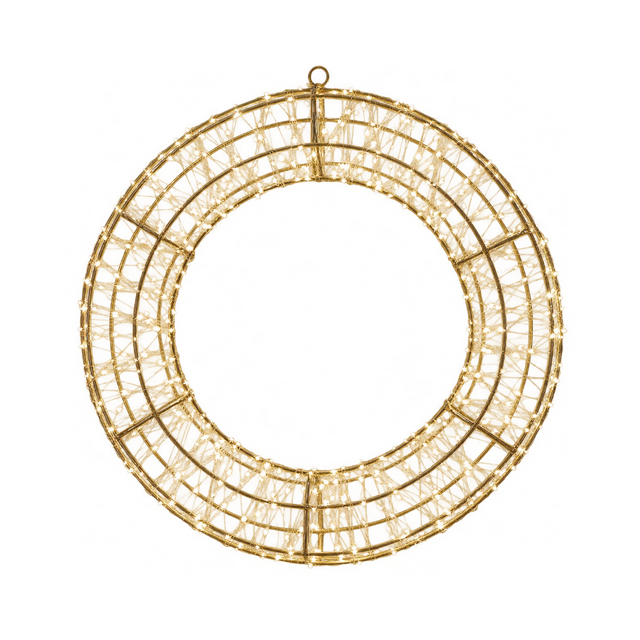 Corona natalizia luminosa oro champagne con micro LED a luce calda