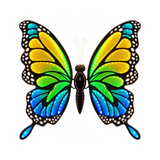 Farfalla decorativa 60 cm con LED gialli, verdi e blu