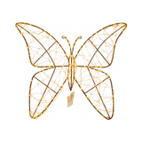 Farfalla natalizia luminosa Garden Team da 48 cm, con quattro ali in metallo dorato e micro LED bianco caldo.