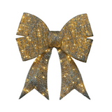 Fiocco natalizio luminoso oro da 87 cm con glitter e luci LED bianco caldo