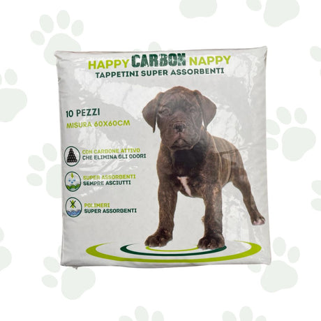 Confezione di tappetini igienici assorbenti per cani con carboni attivi cattura odori 60x60cm.