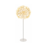 Soffione luminoso bianco su stelo con sfera di micro LED a luce calda e base circolare