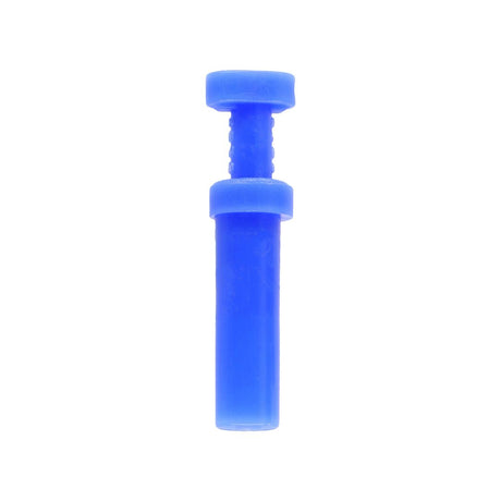 Tappo di chiusura blu in plastica per terminare le linee dell’impianto Geyser System, su sfondo bianco