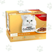 Confezione multipack 24x85g Gourmet Gold Delizie in salsa.