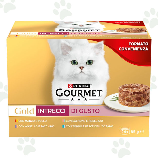Confezione multipack 24x85g Gourmet Gold Intrecci di Gusto.
