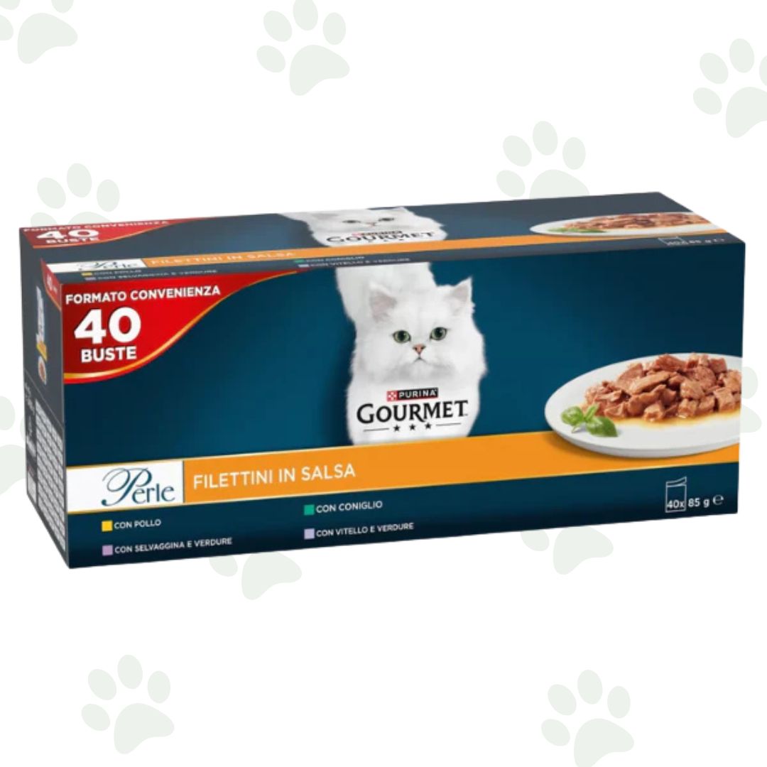 Multipack 40 x 85g Gourmet Perle filettini in salsa.