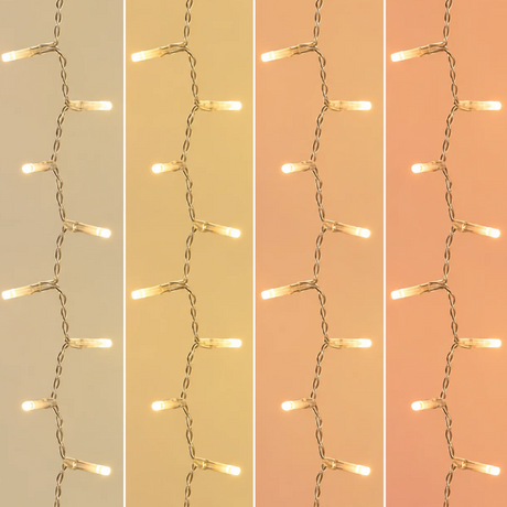 Dettaglio dei mini LED Ice Light Lotti accesi nelle quattro tonalità di luce bianca calda Dual Warm White.
