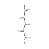 Dettaglio della catena luminosa Ice Light Lotti con mini LED spenti, cavo trasparente intrecciato e terminali cilindrici.
