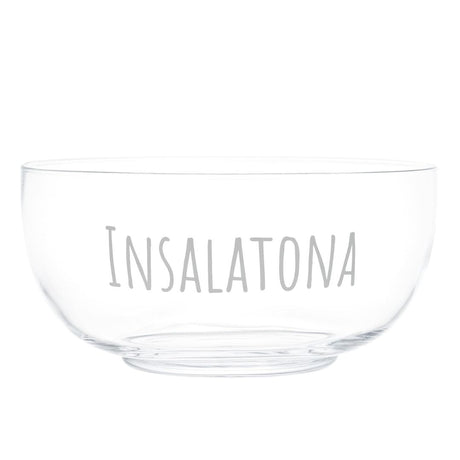 Insalatiera in vetro soffiato con scritta "Insalatona".