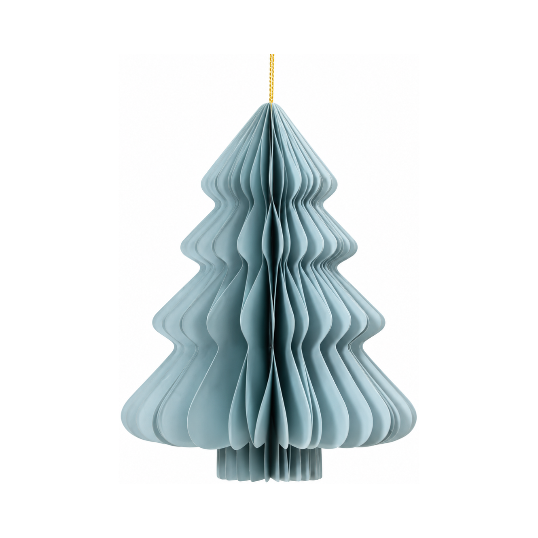 Alberello decorativo in carta azzurro con glitter oro h 20/40 cm - Kaemingk
