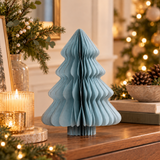 Alberello decorativo in carta azzurro con glitter oro h 20/40 cm - Kaemingk