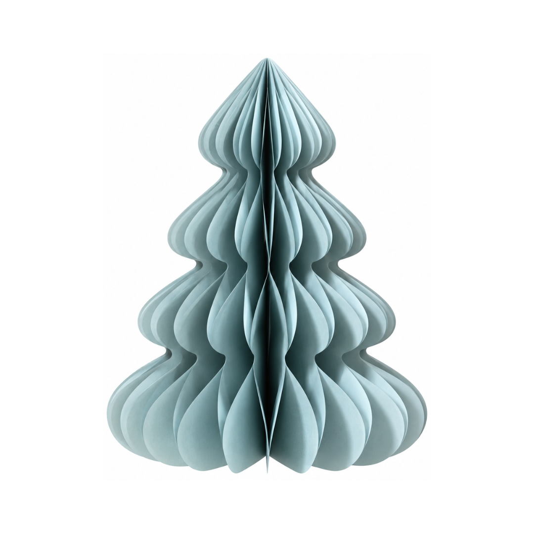 Albero di Natale decorativo in carta pieghettata azzurro chiaro