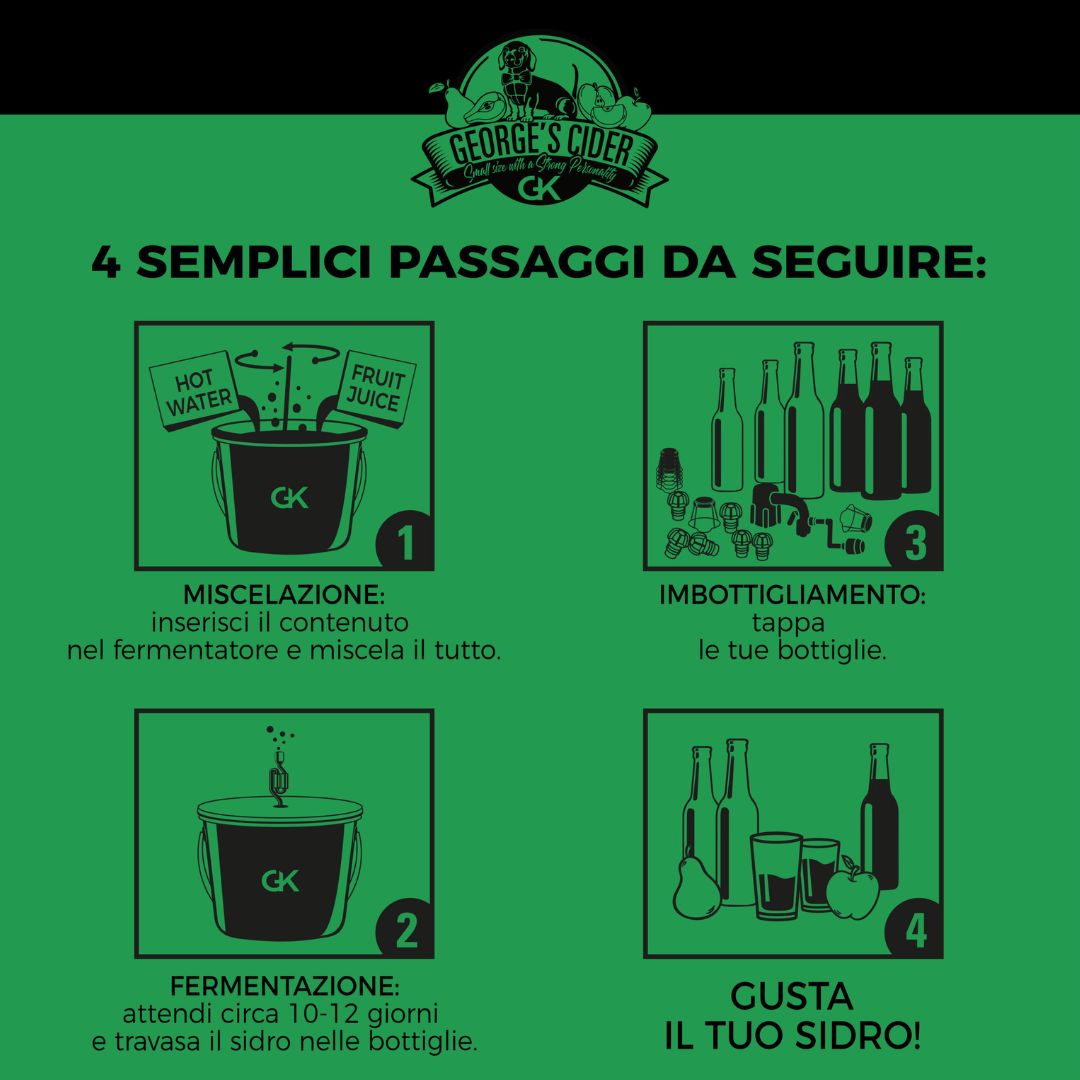 Passaggi per l'autoproduzione di sidro.