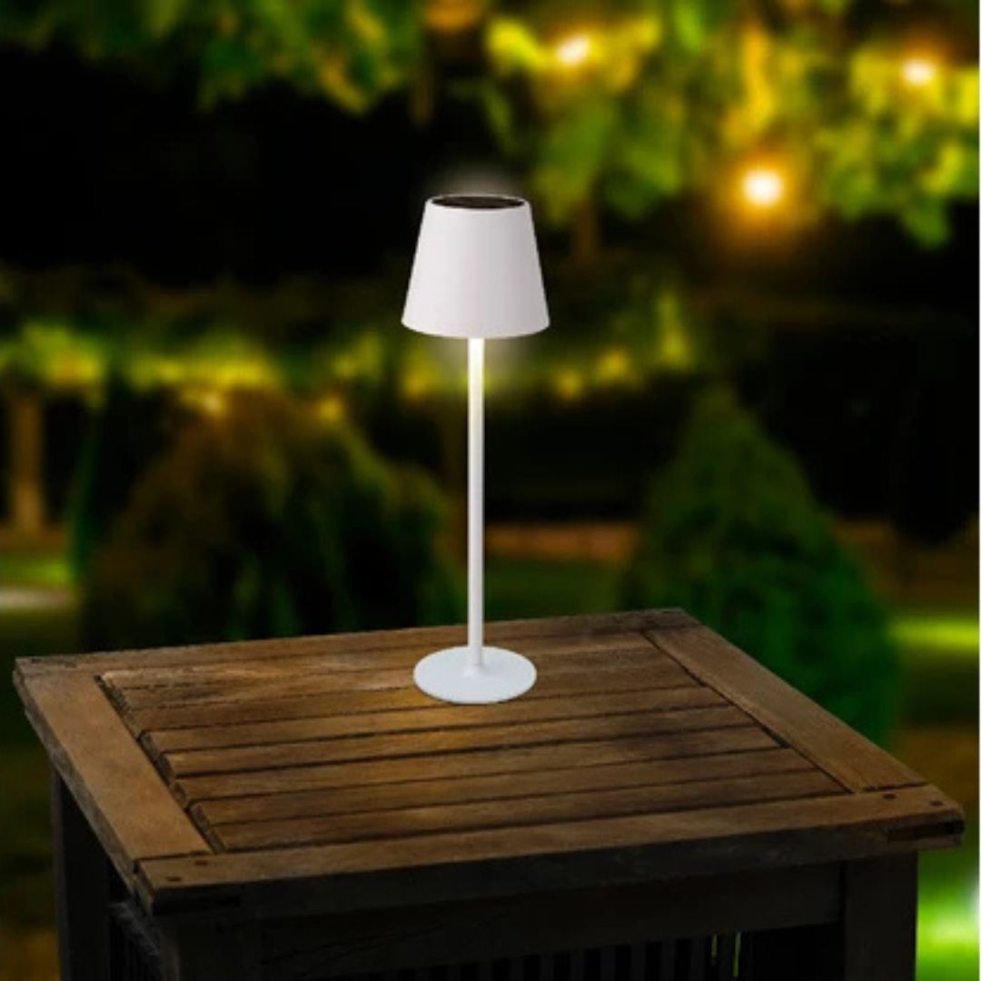 Lampada da tavolo solare in metallo – Design moderno da esterno