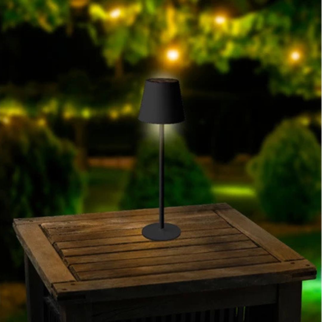 Lampada da tavolo solare in metallo – Design moderno da esterno