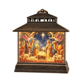 Lanterna natalizia glitter LED con scena della Natività