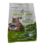 Lettiera per gatti Happy Eco Clean al carbone, agglomerante vegetale super assorbente con controllo odori.