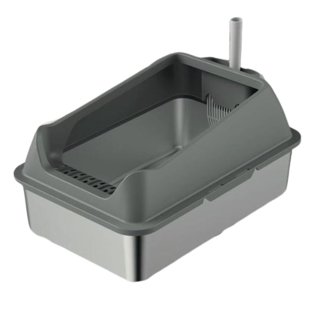 Lettiera Ligo modello Havana per gatti di taglia grande, aperta e con fondo in acciaio inox.