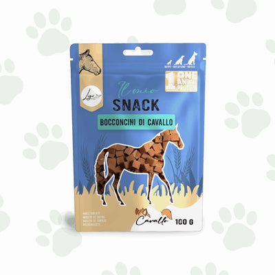 Confezione di snack per cani bocconcini di cavallo 100 g Ligo.