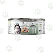 Lattina da 85 g di cibo umido per gatti in brodo con tonno, orata e mela.