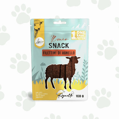 Confezione di snack per cani filettini di agnello 100 g Ligo.