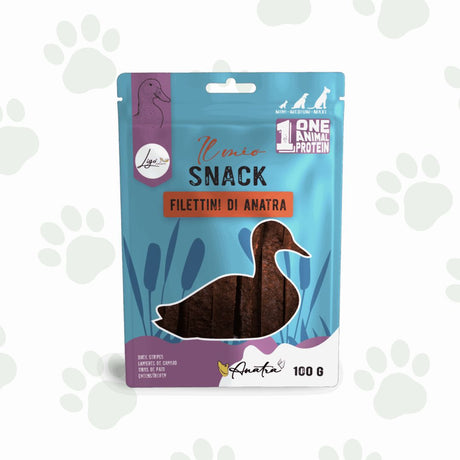 Confezione di snack per cani filettini di anatra 100 g Ligo.