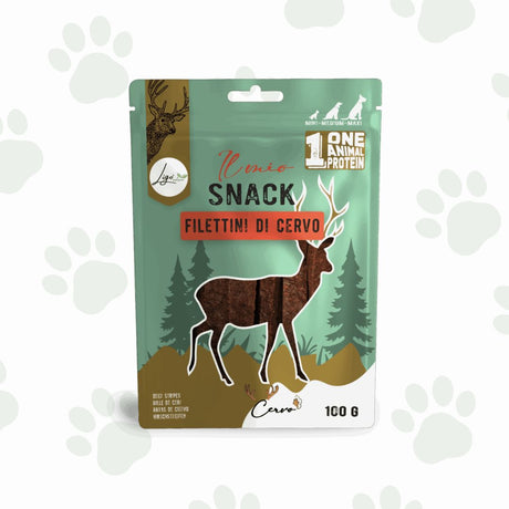 Confezione di snack per cani filettini di cervo 100 g Ligo.