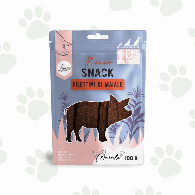 Confezione di snack per cani filettini di maiale 100 g Ligo.
