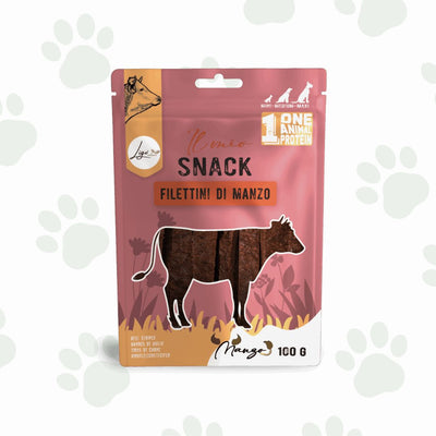 Confezione di snack per cani filettini di manzo 100 g Ligo.