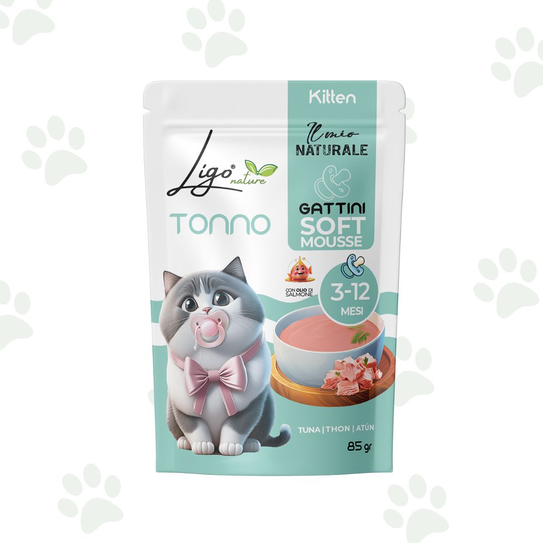 Bustina da 85 g di mousse per gattini 3-12 mesi con tonno.