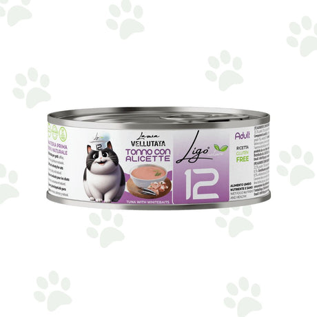 Vellutata di tonno con alicette in lattina da 85 g per gatti.