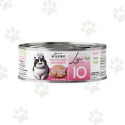 Vellutata di tonno con gamberi in lattina da 85 g per gatti.