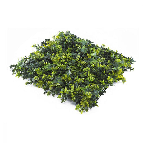 Mattonella di verde sintetico 50x50 cm con fogliame misto.