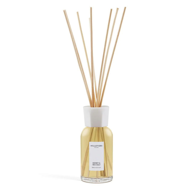 Diffusore con bastoncini per ambiente Millefiori profumazione Honey & Sea Salt 250ml.