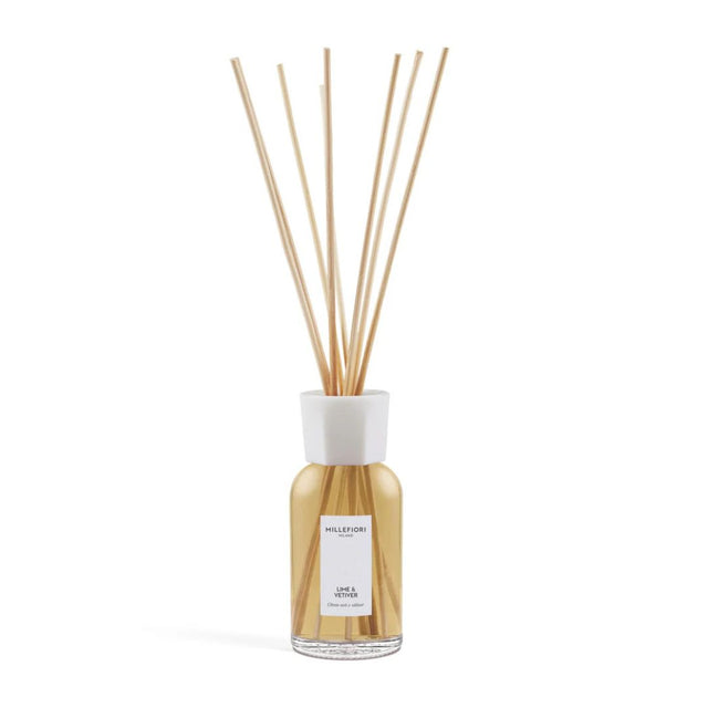 Diffusore con bastoncini per ambiente Millefiori profumazione Lime & Vetiver 250ml.