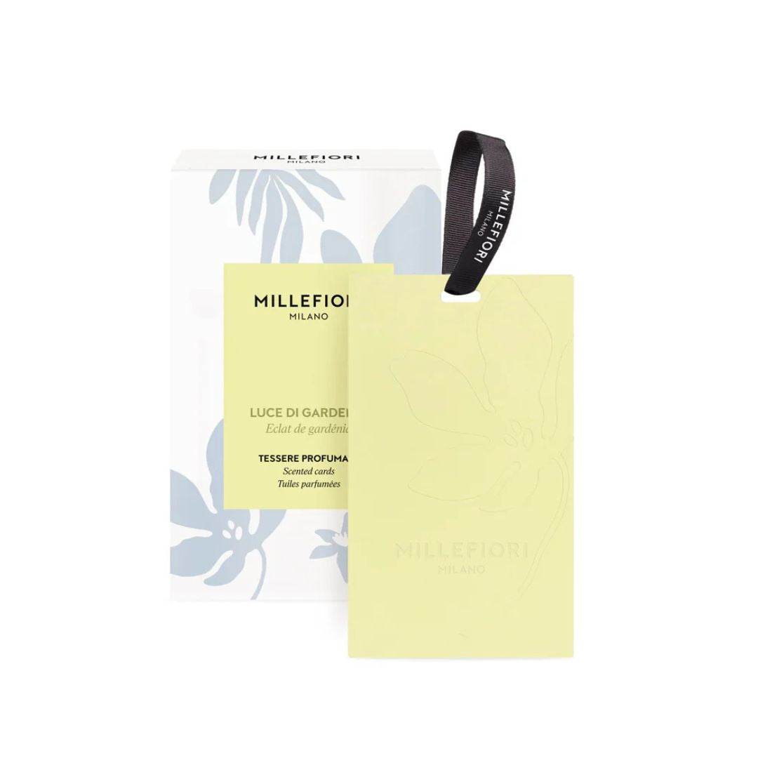 Confezione di tessere profumate Millefiori per armadi fragranza Luce di Gardenia.