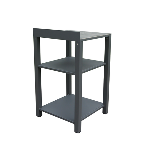 Modulo da esterno in metallo antracite con struttura a tre livelli visto dal retro