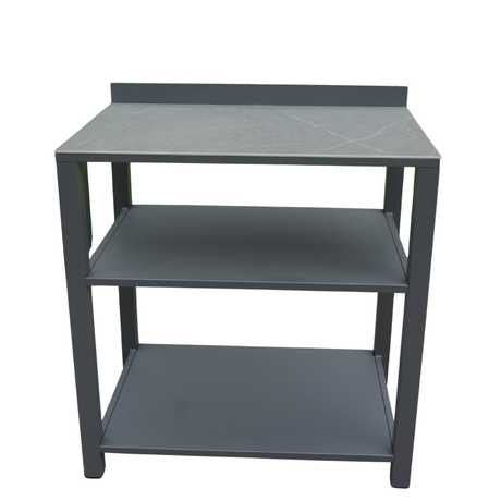 Modulo cucina in alluminio da esterno colore antracite con 3 ripiani.