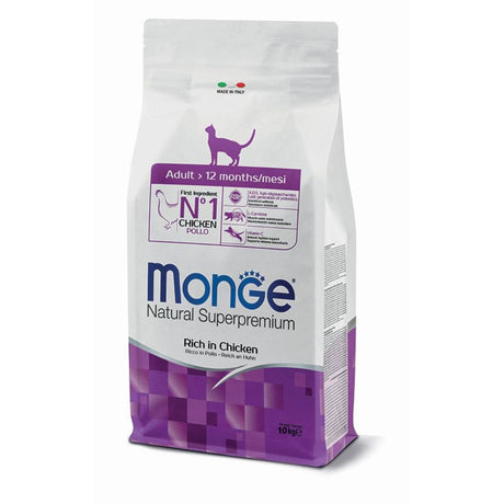 Monge Natural Superpremium Adult crocchette gatto pollo monoprotein 10kg - cibo secco rich in chicken