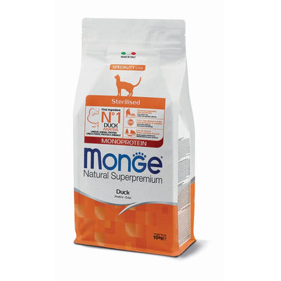 Monge Natural Superpremium Sterilised crocchette gatto anatra monoprotein 10kg - cibo secco speciality