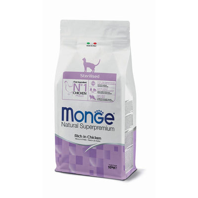 Monge Natural Superpremium Sterilised crocchette gatto pollo monoprotein 10kg - cibo secco rich in chicken