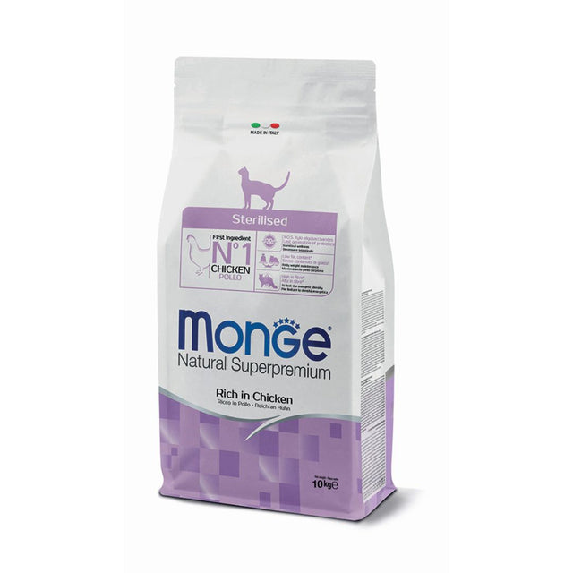 Monge Natural Superpremium Sterilised crocchette gatto pollo monoprotein 10kg - cibo secco rich in chicken