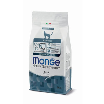 Monge Natural Superpremium Sterilised crocchette gatto trota monoprotein 10kg - cibo secco specialit