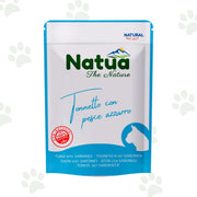 Bustina di cibo umido per gatti Natua con tonnetto e pesce azzurro.