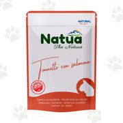 Bustina di cibo umido per gatti Natua con tonnetto e salmone.