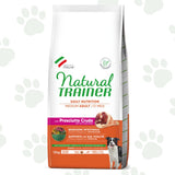 Confezione da 12 kg di cibo per cani adulti di taglia media Natural Trainer con prosciutto crudo.