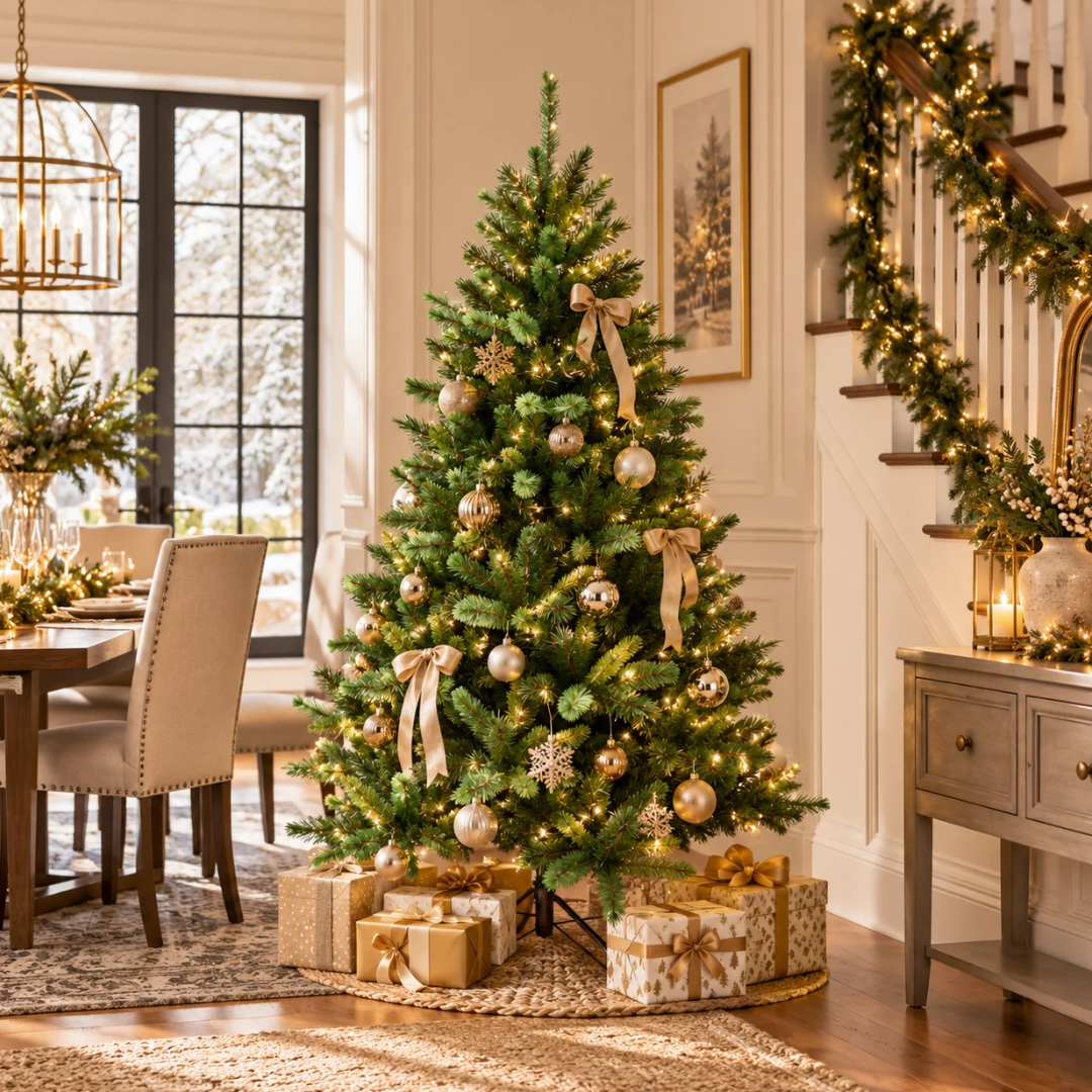 Albero di Natale New Elegant ambientato in una scena natalizia
